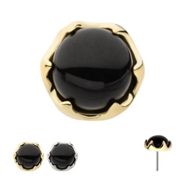 6 Prong Black Onyx Threadless End